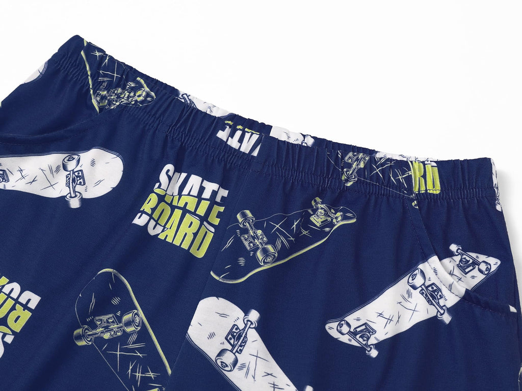 Topgal Kids & Big Boys Pajamas Comfy Navy 2 Piece Short Sleeves Top & Shorts Skate Board Trendy Sleepwear Set Size 10
