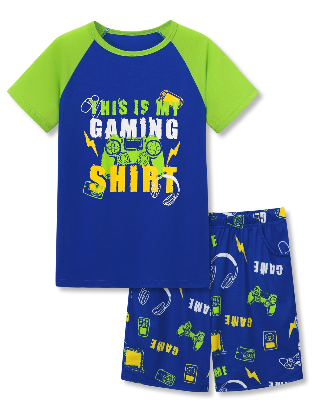 Topgal Kids & Big Boys Pajamas Comfy Navy 2 Piece Short Sleeves Top & Shorts Skate Board Trendy Sleepwear Set Size 10