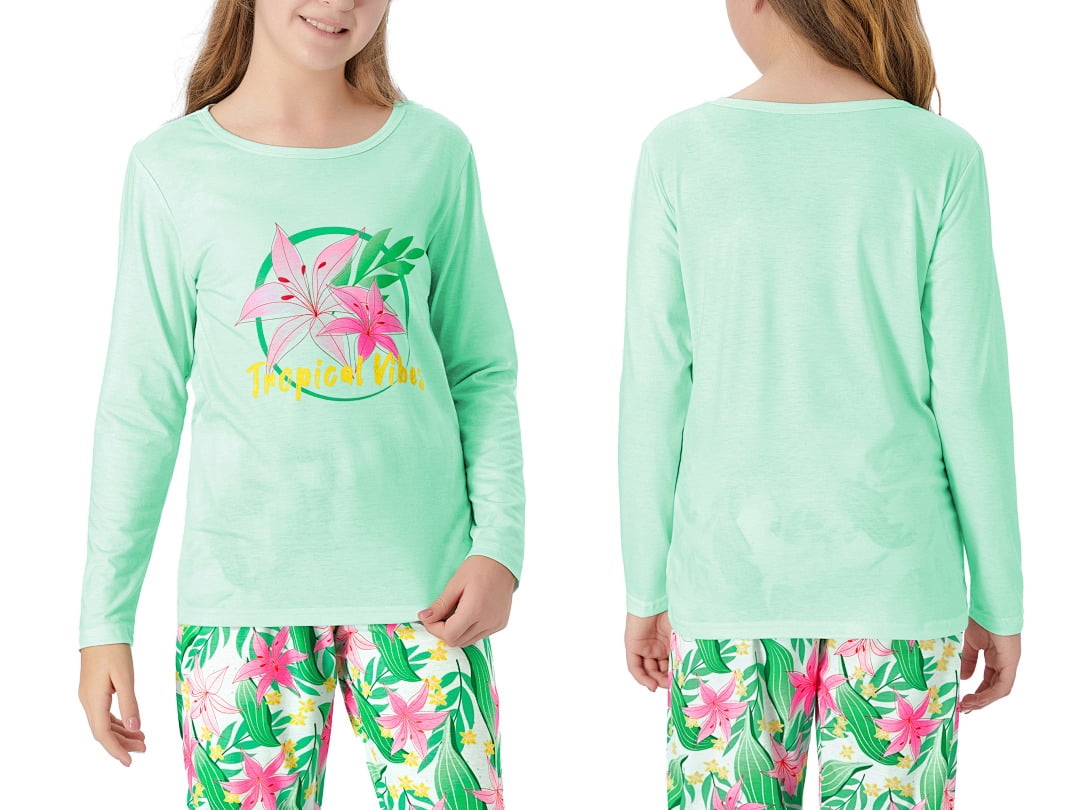 Topgal Soft Big Girls Christmas Pajamas 2-Piece Long Sleeve & Pants Snowman Jammie Set PJS for Tween Kids Size 10 (Part 1 of 2)