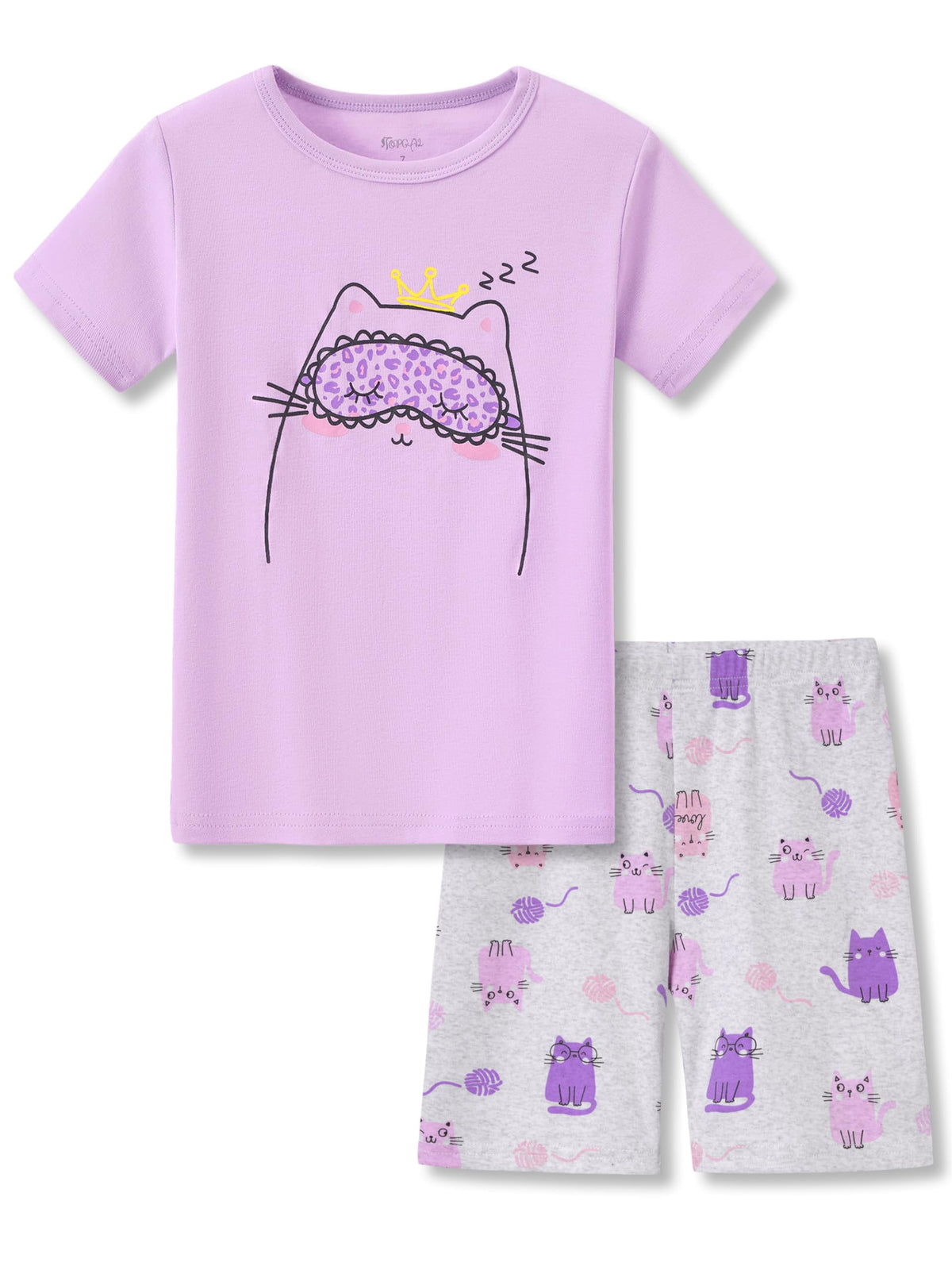 Topgal Girls Cotton Knit Pajamas Toddler Summer Top & Shorts Sung Fit Dog Pjs Orange Sleepwear Clothes Set Size 10