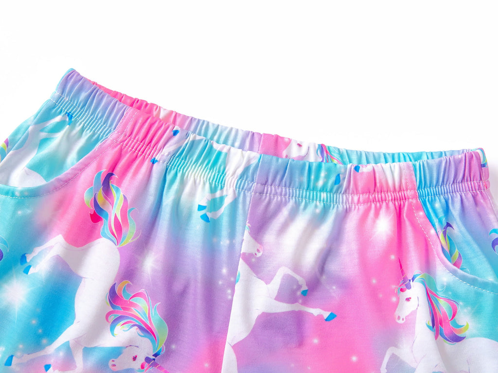 Topgal Tween Girls Pajamas Tie Dye Rainbow Unicorn Cotton Tank Top & Shorts PJS Size 18