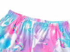 Topgal Tween Girls Pajamas Tie Dye Rainbow Unicorn Cotton Tank Top & Shorts PJS Size 18
