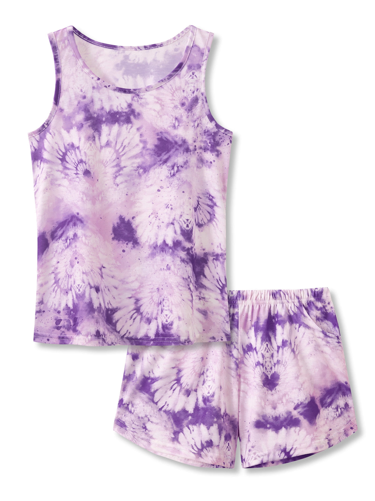 Topgal Tween Girls Pajamas Tie Dye Rainbow Unicorn Cotton Tank Top & Shorts PJS Size 18