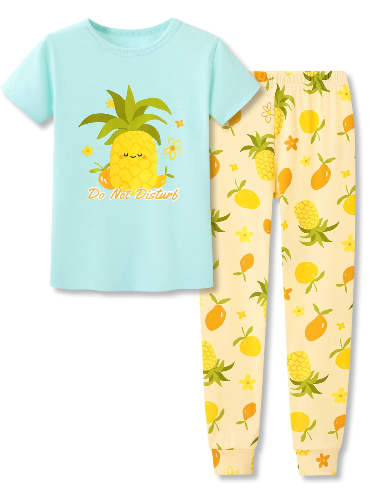 Topgal Purple Kittten Pajamas for Girls – Cotton Snug-Fitting Tee Shorts & Pants PJ Set Size 10