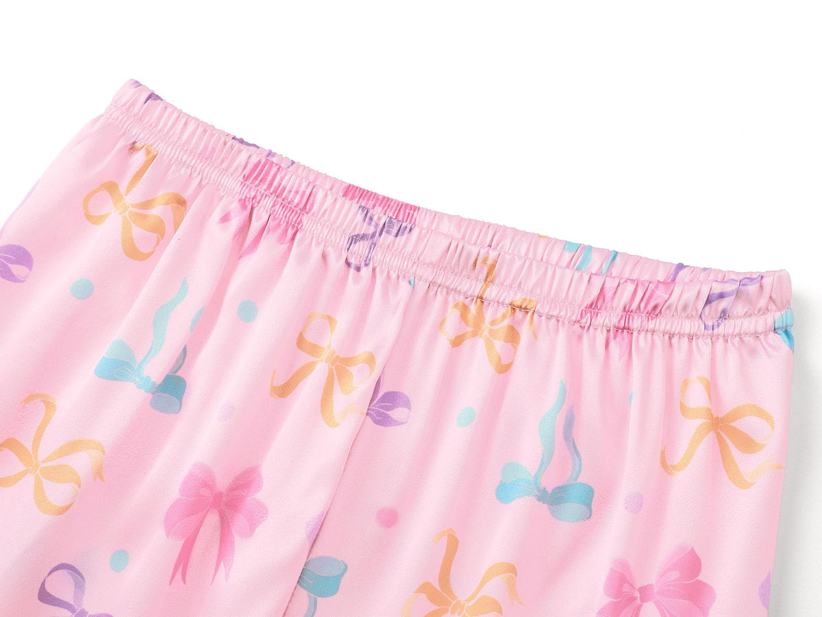 Topgal Satin Pajamas for Girls Beige & Pink Leopard 2 PC Short Sleeves Teen Girl Silky Nightwear Size 10 (Part 2 of 2)