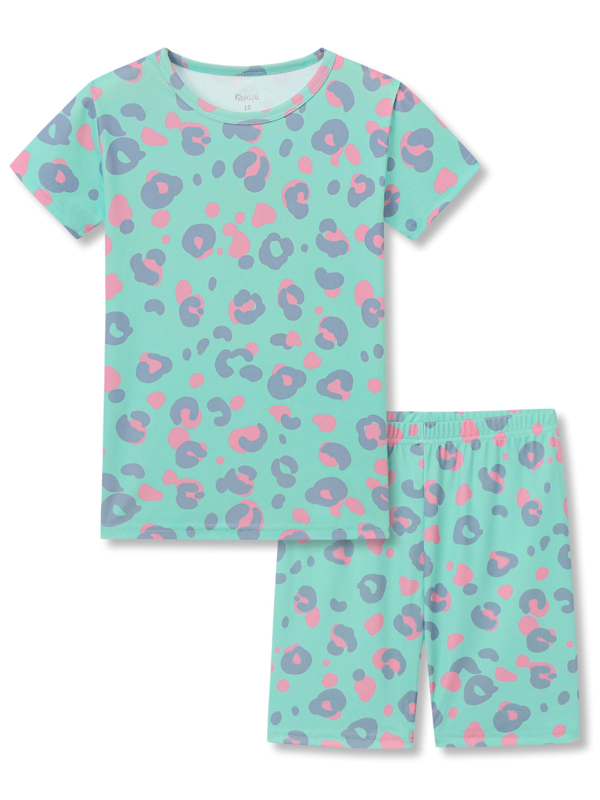 Topgal Rib Knit Pajamas for Little Girls Toddler Snug Fit Leopard 2 Piece Stretch Sleepwear Pjs Set Size 10
