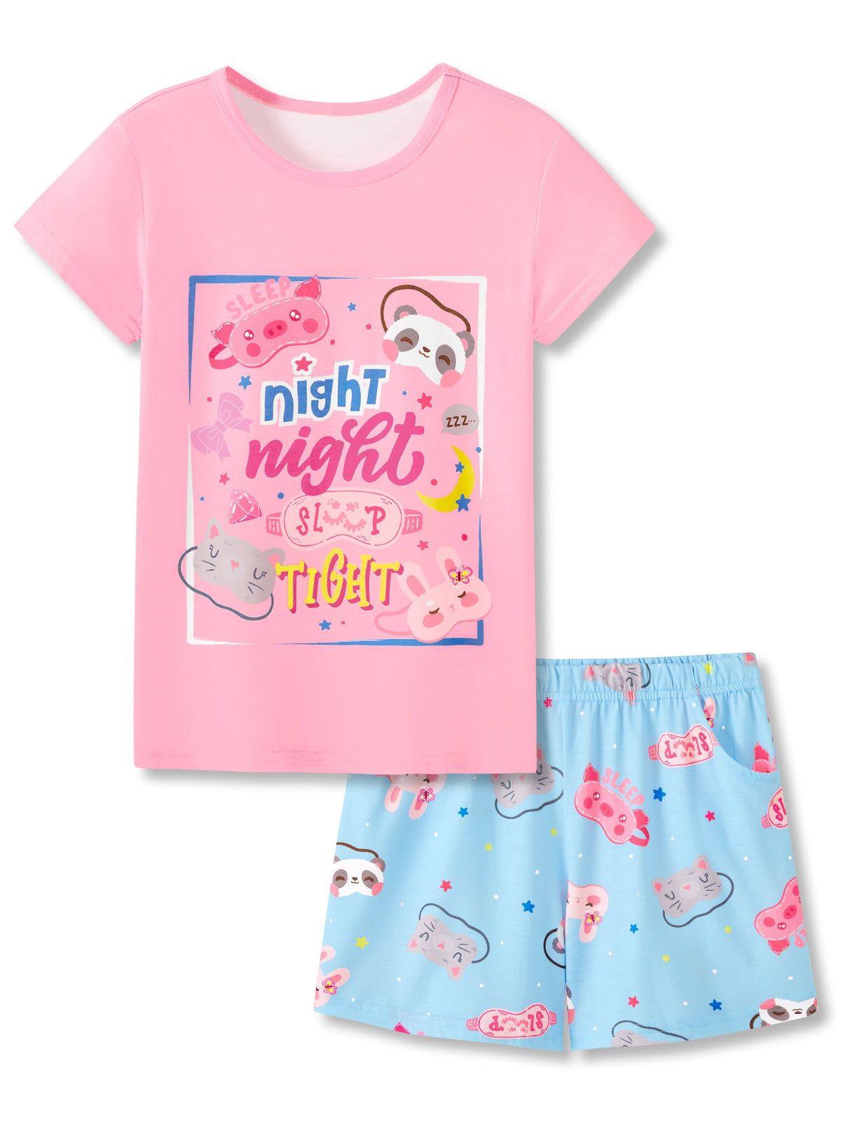 Topgal Tween Girls Pajamas Tie Dye Rainbow Unicorn Cotton Tank Top & Shorts PJS Size 18