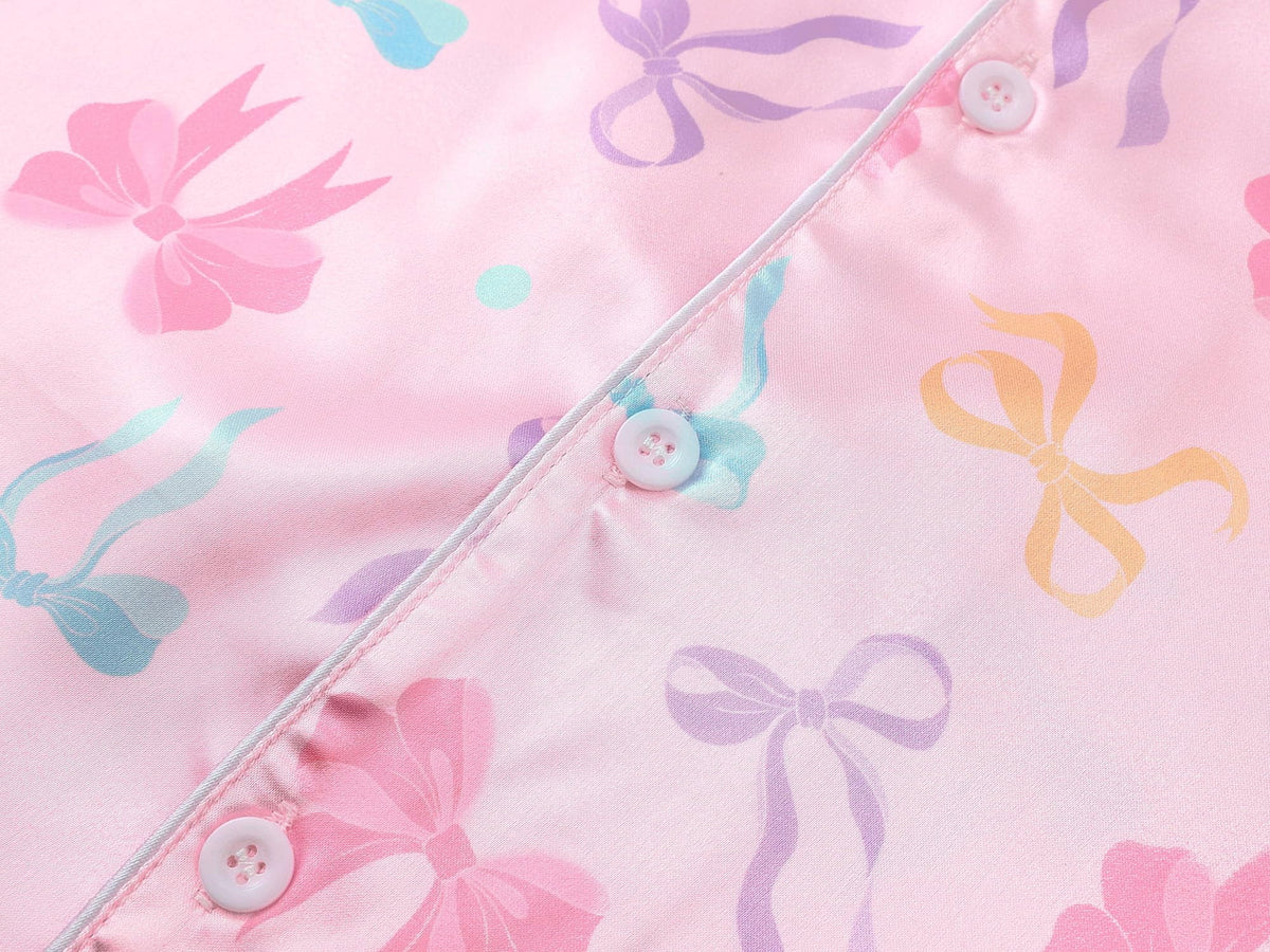 Topgal Satin Pajamas for Girls Beige & Pink Leopard 2 PC Short Sleeves Teen Girl Silky Nightwear Size 10 (Part 2 of 2)