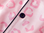 Topgal Satin Pajamas for Girls Beige & Pink Leopard 2 PC Short Sleeves Teen Girl Silky Nightwear Size 10 (Part 1 of 2)