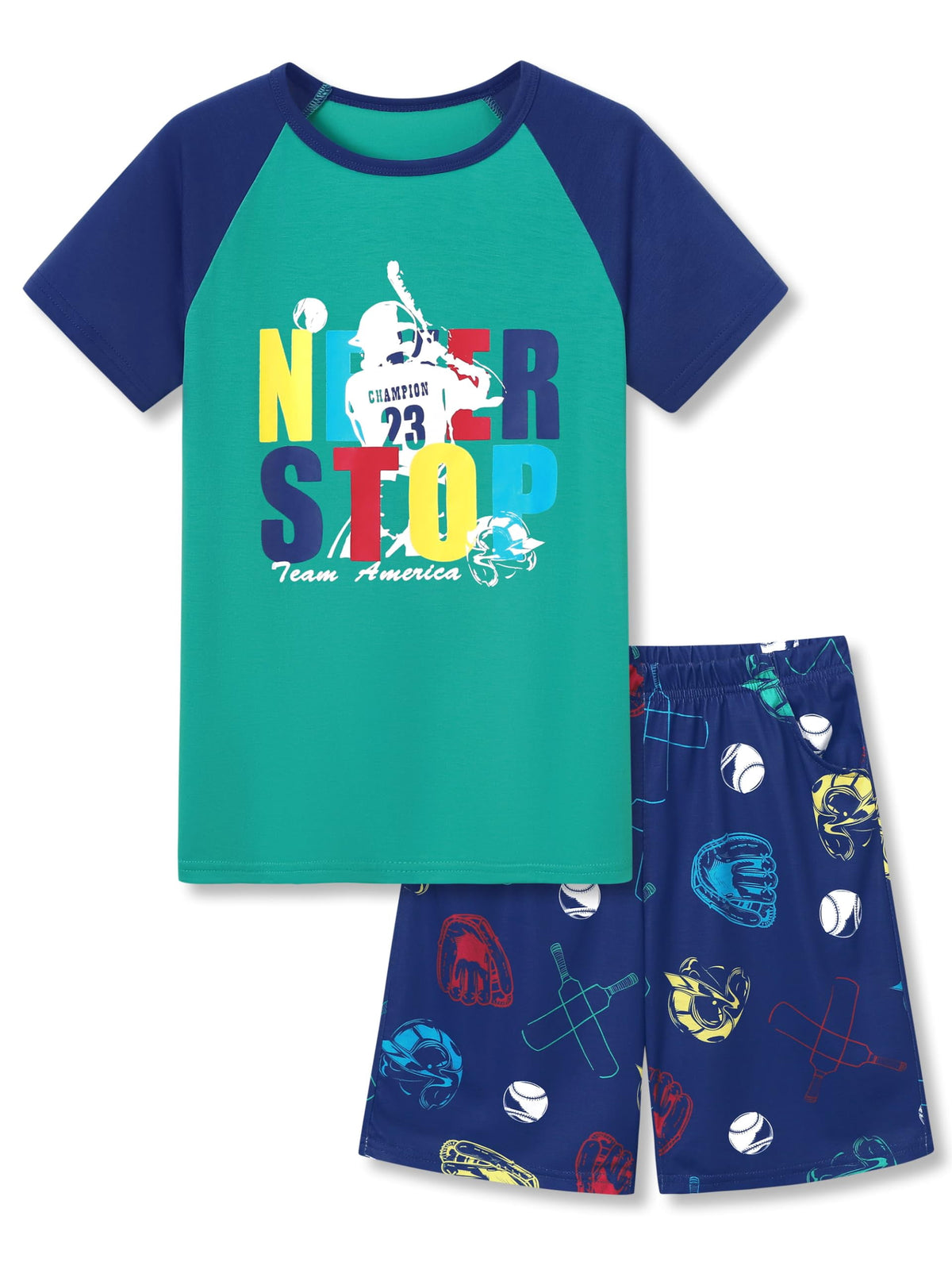 Topgal Kids & Big Boys Pajamas Comfy Navy 2 Piece Short Sleeves Top & Shorts Skate Board Trendy Sleepwear Set Size 10