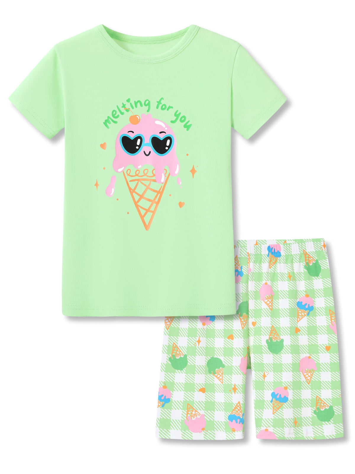 Topgal Girls Cotton Knit Pajamas Toddler Summer Top & Shorts Sung Fit Dog Pjs Orange Sleepwear Clothes Set Size 10
